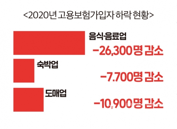 2020년 고용보험가입자 하락 현황 ⓒ고용노동부