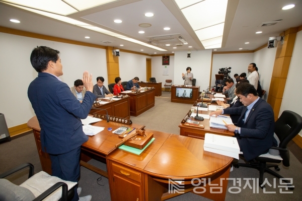 ▲ 2023년도 행정사무감사 활동 중인 구미시의회 의회운영위원회. ⓒ구미시의회