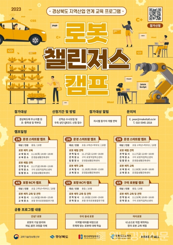 ▲ ‘경북 로봇 챌린저스 캠프’ 홍보 포스터.ⓒ경북테크노파크
