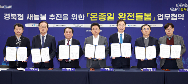 ▲경북도가 가정과 정부, 사회 공동체가 함께 아이를 돌보는 ‘온종일 완전 돌봄’ 업무협약을 체결했다. ⓒ경북도