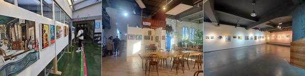 ▲ 왼쪽부터 포항시산림조합숲마을, 오도인스튜디오, 중앙갤러리 전시 전경. ⓒFAF 