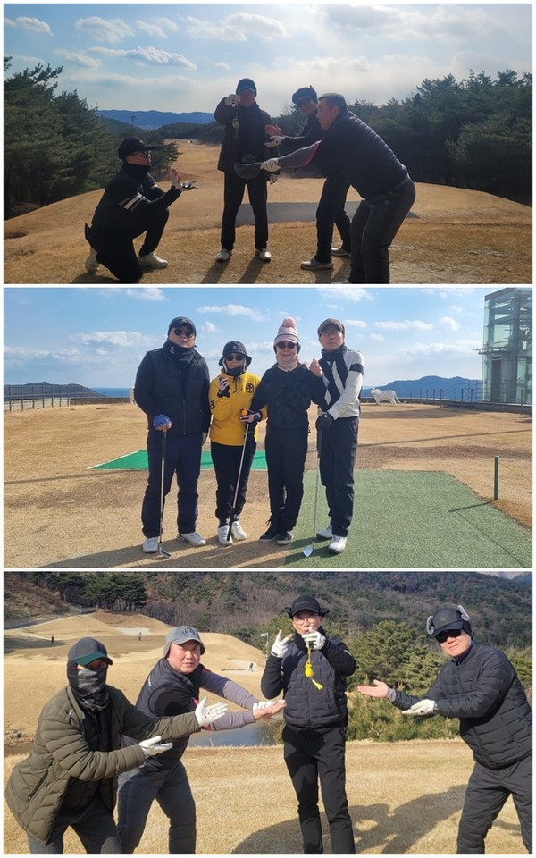 영남리더스골프회 2025년 첫 월례회 1월의 추운날씨 속에서 라운딩을 즐기고 있는 회원들ⓒ김소헌기자​