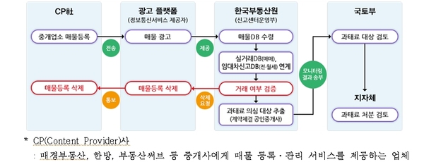 ▲ 한국부동산원 허위매물 모니터링 업무 절차도 ⓒ연합