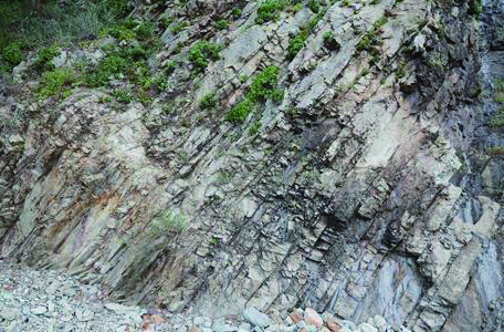 ▲ 그림12. 경사진 주상절리.